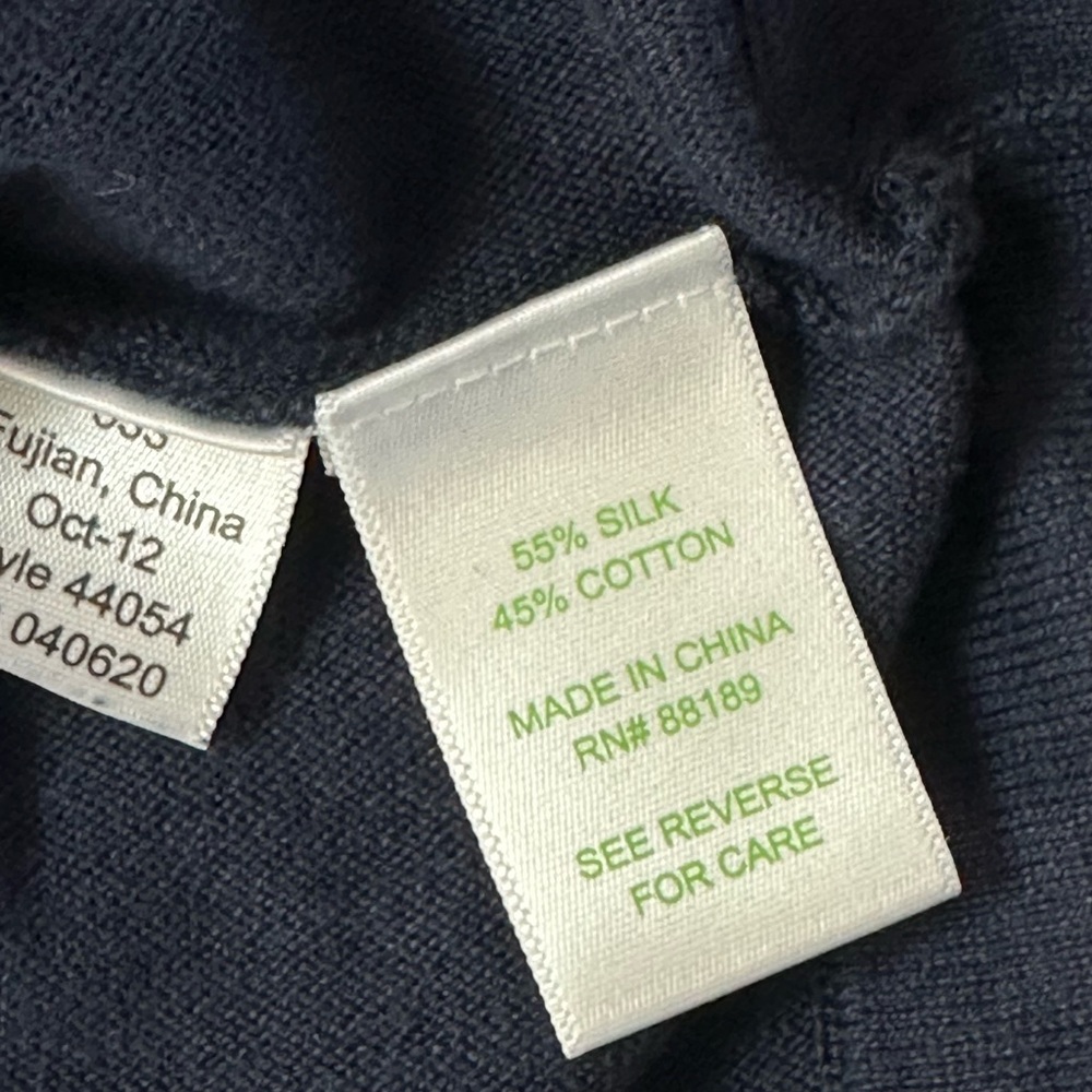 Lilly Pulitzer Navy Blue Silk Cotton Long Sleeve Lightweight Sweater sz M - Picture 5 of 5